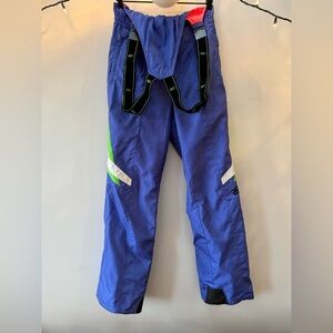 ASICS Kula Retro Snow/Ski Pants suspenders Blue/Purple Vintage Medium
